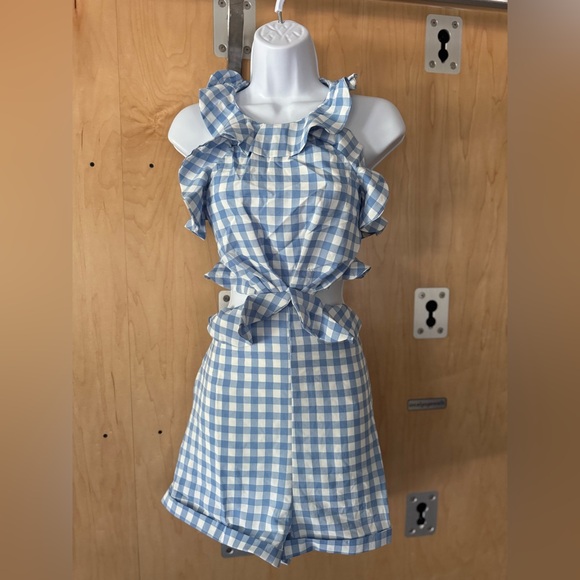 Blue and White Romper by Rosevelvet, NWT, L - Picture 1 of 5